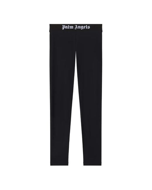 Palm Angels Black Logo Waistband Leggings