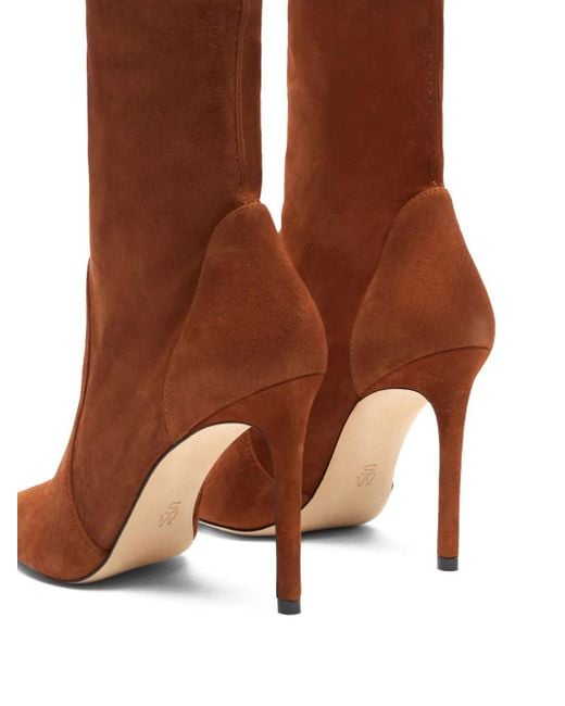 Stuart Weitzman Brown 100Mm Pointed-Toe Sock Boots