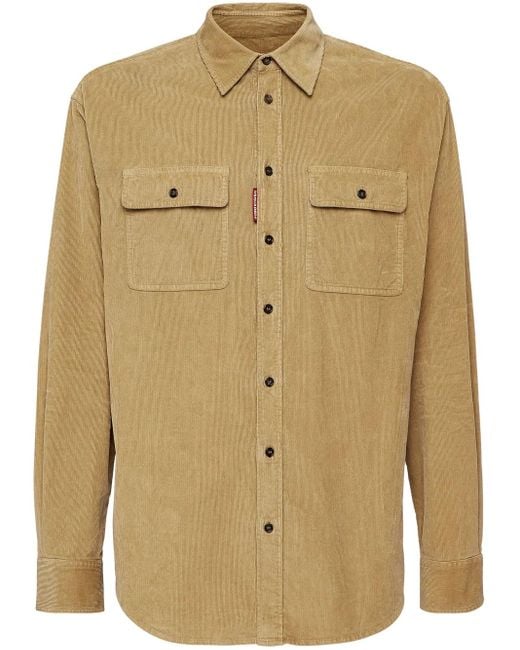 DSquared² Natural Classic Button-Up Corduroy Shirt for men