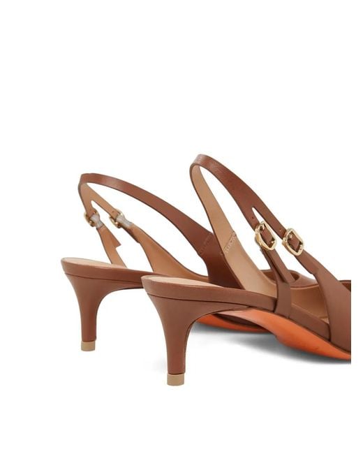 Santoni Brown Audrey Pointed-Toe Slingback Pumps
