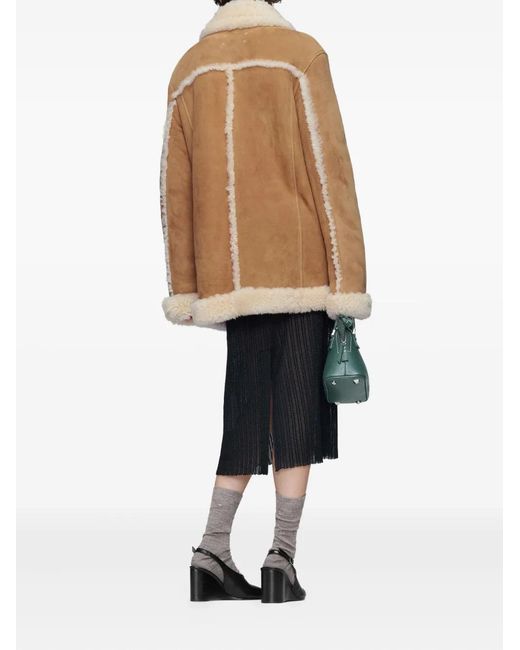 Maison Margiela Brown Shearling-Trim Suede Jacket