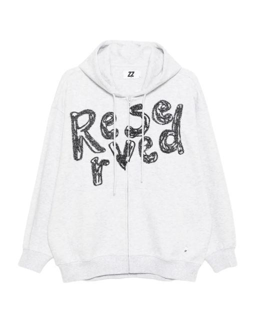 Sudadera bordada con capucha Izzue de color White