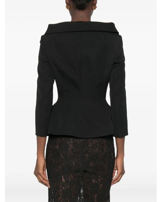 Magda Butrym Black Off-Shoulder Peplum Jacket