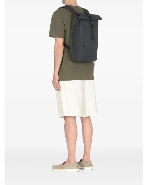 Rains Blue Medium Rolltop Rucksack Backpack