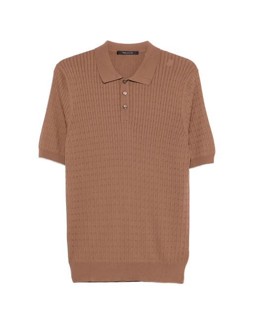 Tagliatore Brown Kart Button Knitted Polo Shirt for men