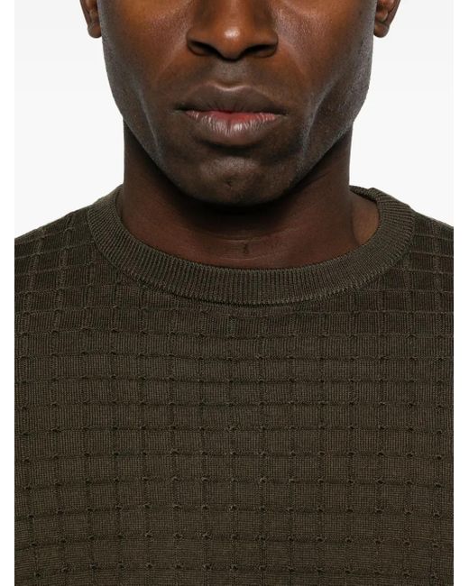 Emporio Armani Green Textured Round-Neck Sweater for men