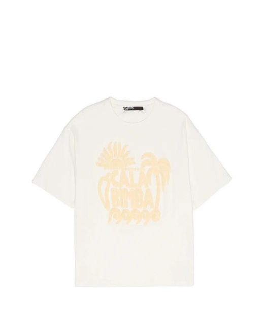 Bimba Y Lola White Embroidered-Logo T-Shirt