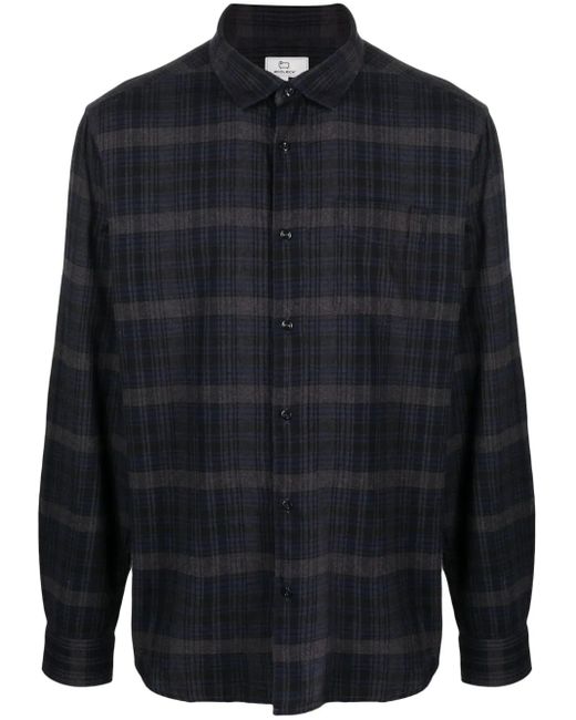Woolrich Blue Plaid-Check Pattern Flannel Shirt for men