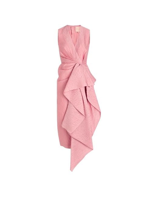 Roksanda Pink Esra Draped Cloqué Midi Dress