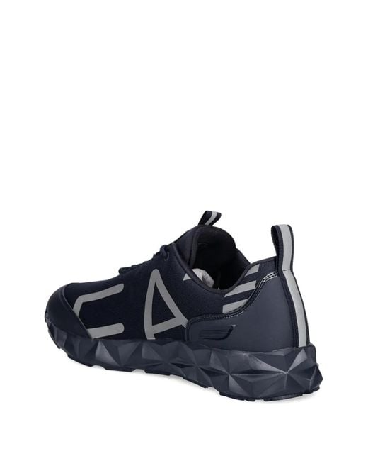 EA7 Blue Reflective Panelled Sneakers for men
