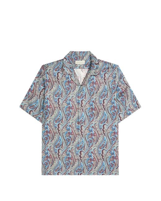 Dries Van Noten Blue Boxy Jacquard Shirt for men
