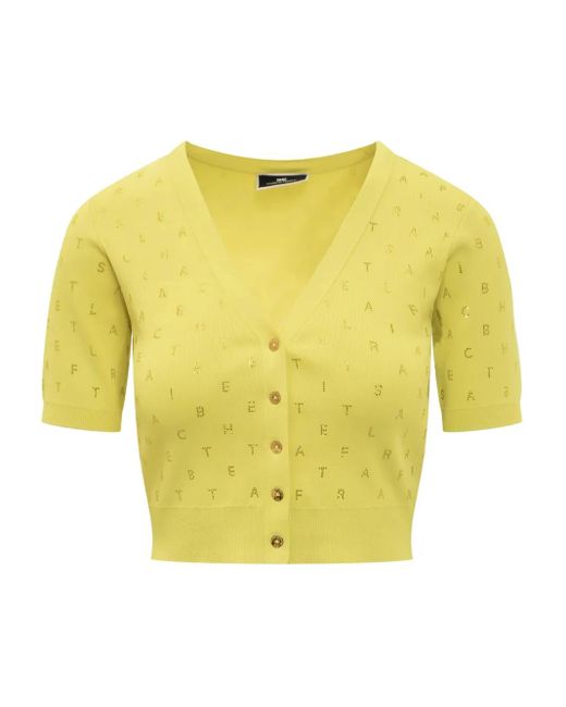 Elisabetta Franchi Yellow Letters-Print Cardigan