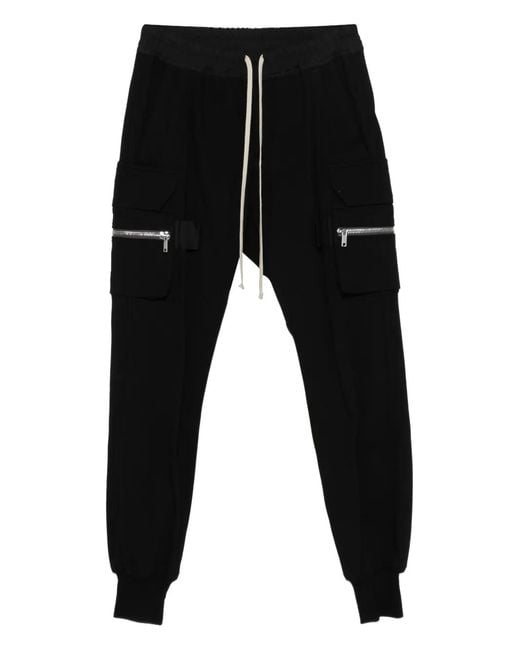 Rick Owens Black Matodon Zip-Pocket Drawstring Pants for men