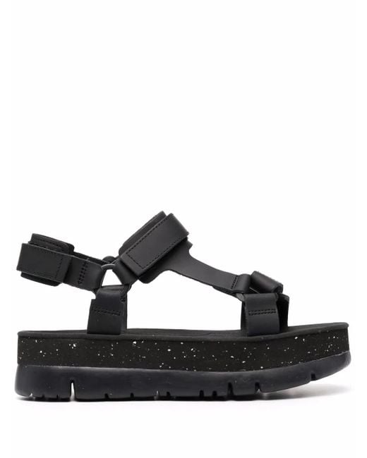 Camper Black Oruga Up Platform Sandals