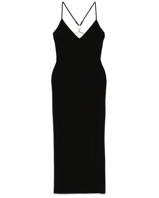 Nissa Black Hardware-Detailed Midi Dress