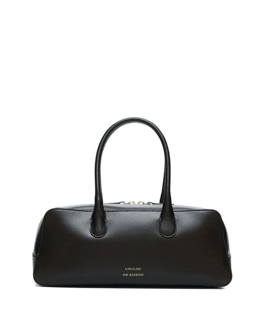Loulou de Saison Black Seth Top-Zip Shoulder Bag