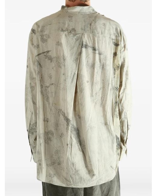 Ziggy Chen White Abstract-Print Cotton Shirt for men