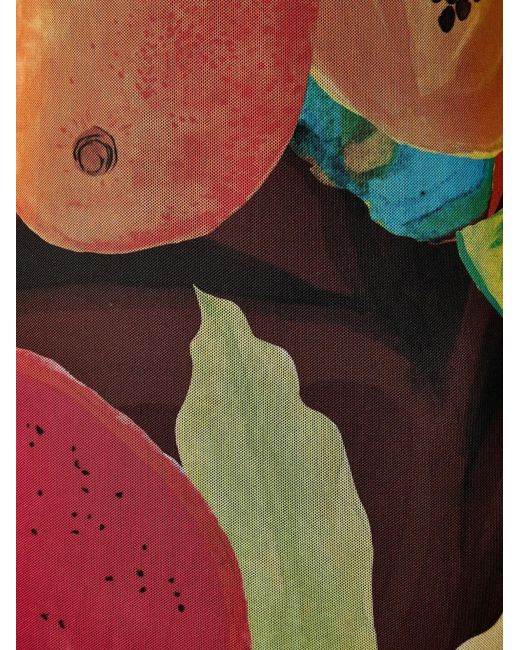 Never Fully Dressed Red Fruit-Print Mesh Dress