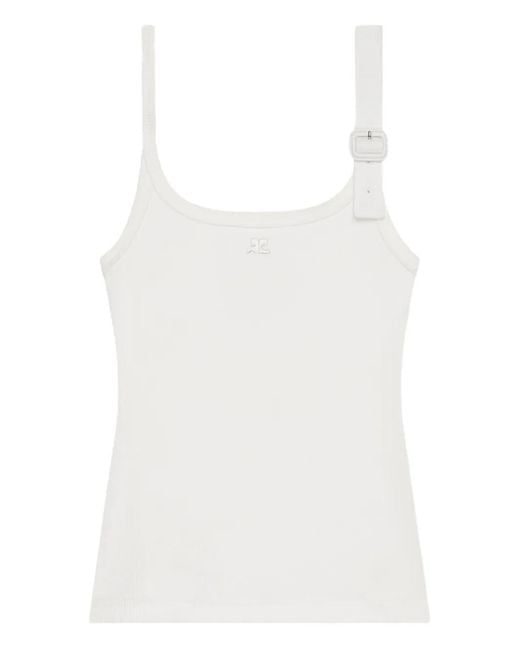 Courreges White Débardeur Côtelé À Détail De Boucle