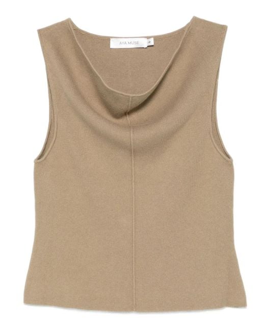 AYA MUSE Natural Cowl-Neck Tank Top