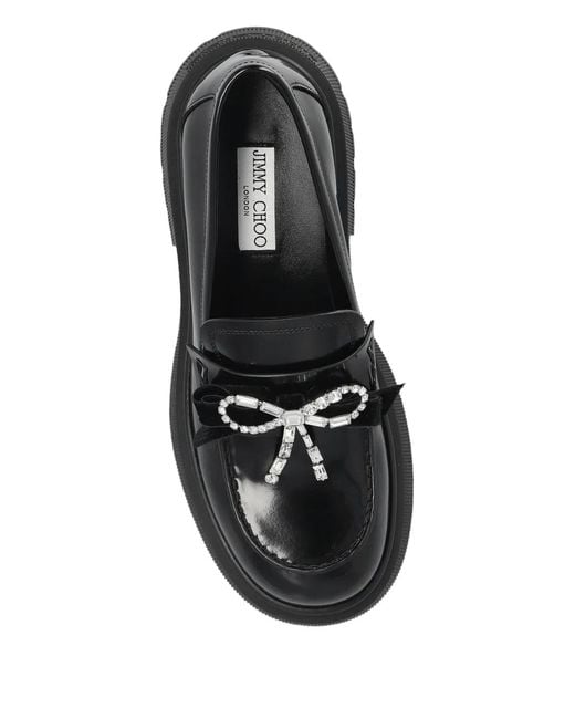 Jimmy Choo Black 40Mm Azizi Bow-Detailed Loafers