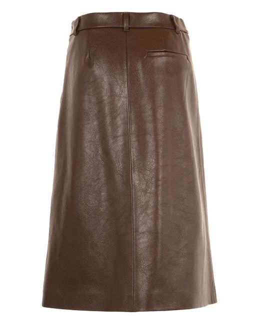 MSGM Brown Pleated Midi Skirt