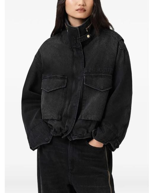 AllSaints Black Clay Pocket Denim Jacket