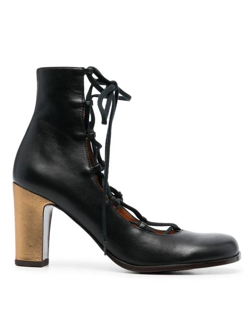 chie mihara low heel lace up boots