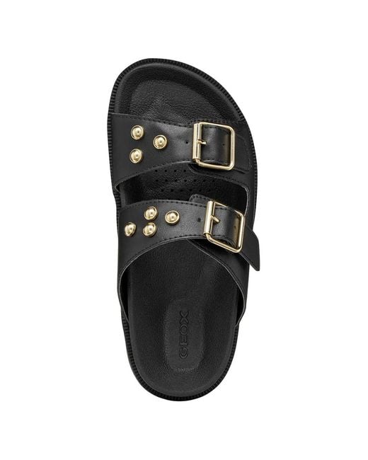 Geox Black Stud-Embellished Buckle-Fastening Sandals