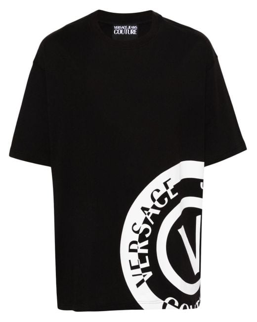 Versace Katoenen T-shirt Met Logoprint in het Black voor heren