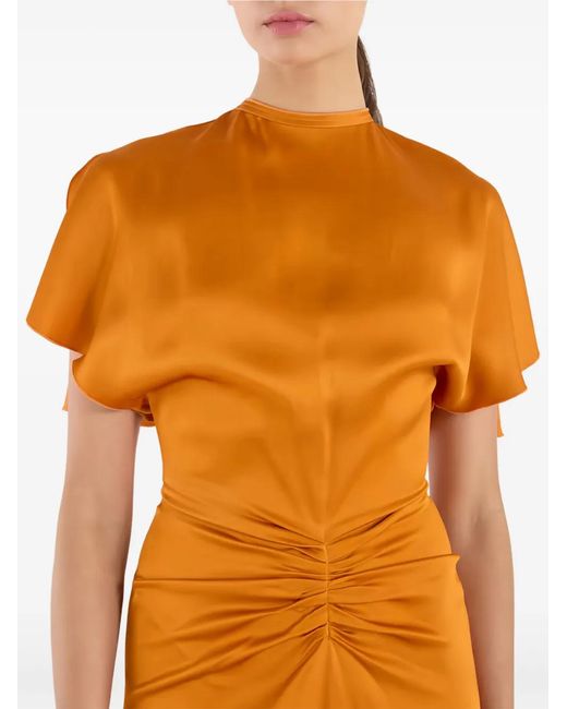 Victoria Beckham Ruched Maxi Dress in Orange