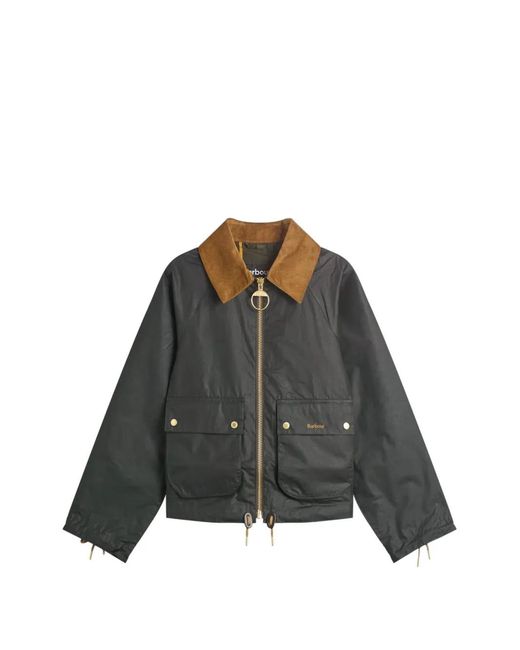Barbour Black Marron Waxed Zipped Jacket