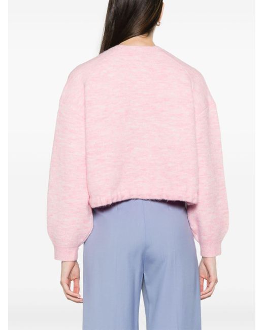 Maje Pink Melierter Pullover mit tiefen Schultern