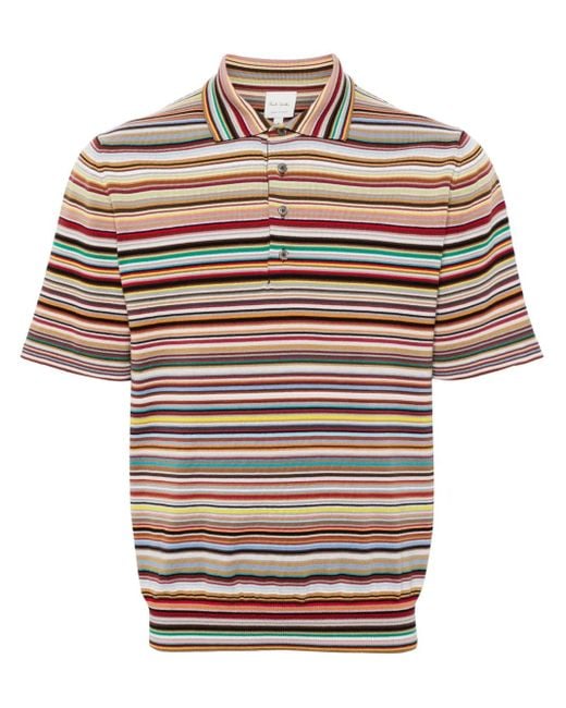 Paul Smith Gray Stripe-Pattern Polo Shirt for men