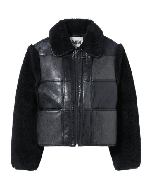 Claudie Pierlot Black Panelled Faux-Fur Jacket