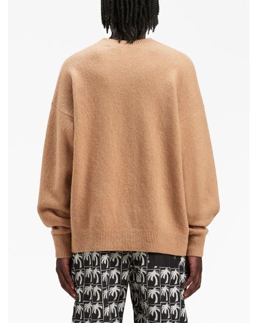 Palm Angels Natural Camel Wool Crew Neck Jumper for men