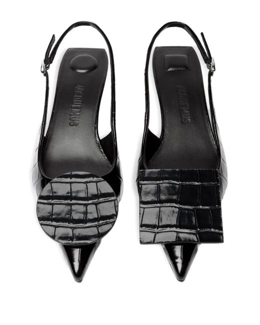 Jacquemus Black Duelo Pumps mit Kroko-Effekt 40mm