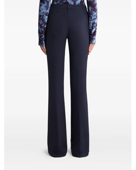 Etro Blue Button-Fastening Flared Trousers