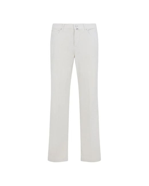 Kiton White Corduroy-Effect Straight-Leg Trousers for men