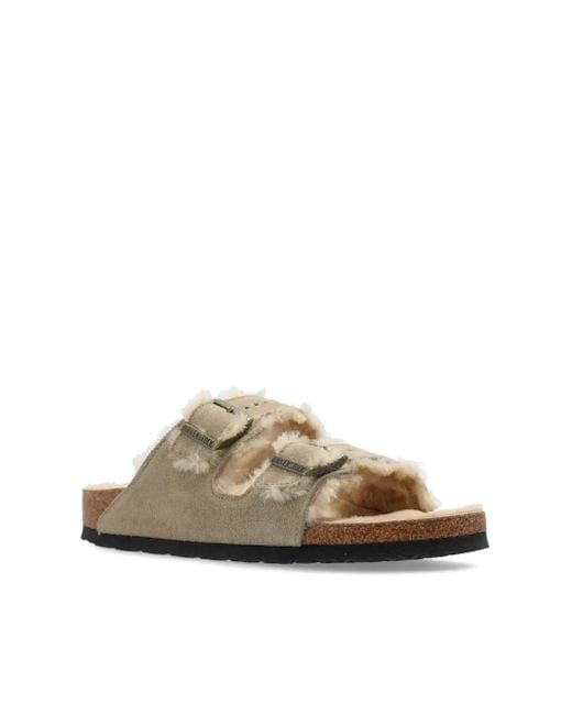 Birkenstock White Arizona Taupe Suede Sandals