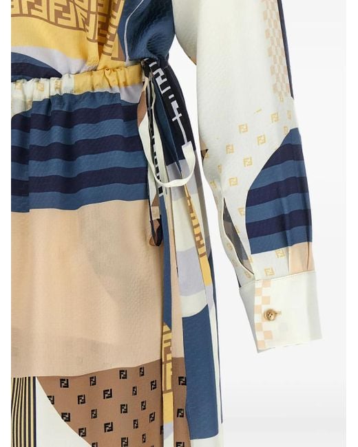 Fendi Multicolor Patchwork Silk Dress