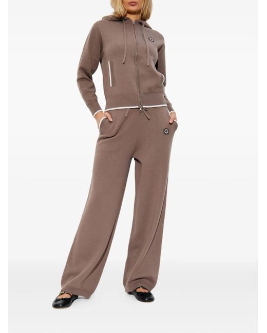 KENZO Brown Drawstring Logo-Patch Trousers