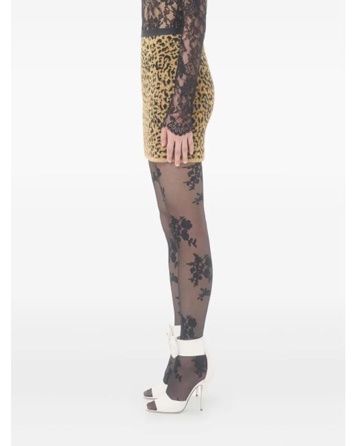 Valentino Garavani Metallic Jacquard Animal Print Lurex Knit Short Skirt