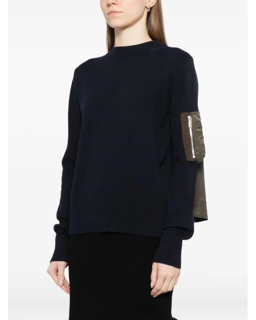 Sacai Black Nylon-Patch Jumper