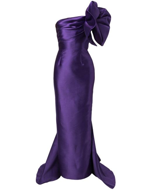 Solace London Purple Reya One-shoulder Maxi Dress