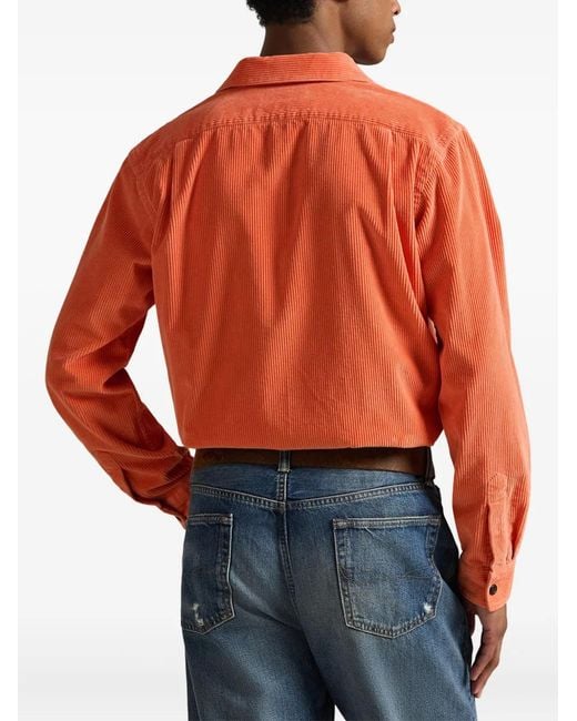 Polo Ralph Lauren Orange Corduroy Long-Sleeved Shirt Jacket for men