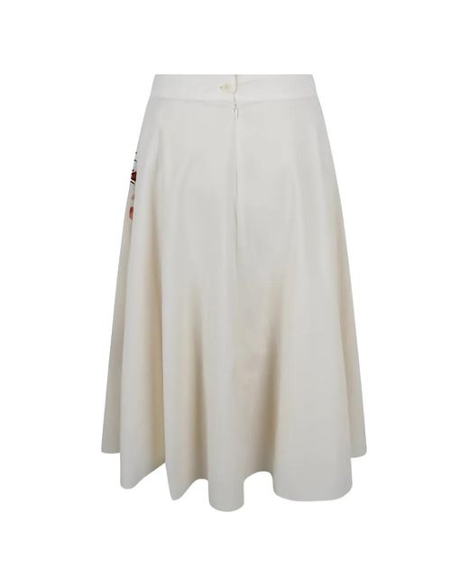 Mii White Corfu Embroidered A-Line Skirt