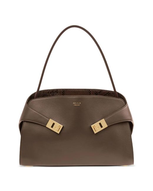 Ferragamo Brown Large Soft Hug Shoulder Bag