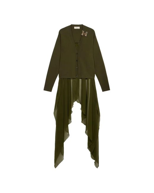 Blumarine Green Butterfly-Appliqué Cardigan