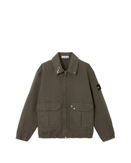 Stone Island Brown Denim Research Elbow-Patch Jacket for men
